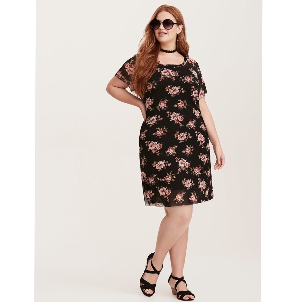 Torrid 2x Floral Print Mesh Tee Dress - Picture 2 of 7
